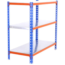 Scaffale in metallo Simon Rack senza viti colore blu/arancio/galvanizzato 3 ripiani 1000x900x500 mm Made in Spain