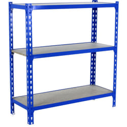 Scaffale in metallo Simon Rack senza viti colore blu/legno 3 ripiani 1000x900x400 mm Made in Spain