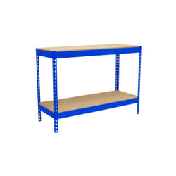 Banco tavolo da lavoro in metallo Simon Rack senza viti colore blu/legno 900x1200x450 mm Made in Spain