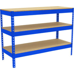 Banco tavolo da lavoro in metallo Simon Rack senza viti colore blu/legno 900x1200x450 mm Made in Spain