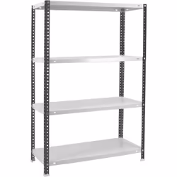 Scaffale in metallo con viti, Comfort mini 4-300 colore ANTRACITE/BIANCO . Ha 4 ripiani. Struttura color antracite e vassoi i ...