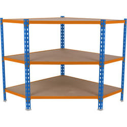 Scaffale in metallo Simon Rack senza viti colore blu/arancio/legno 3 ripiani 900x900x500 mm Made in Spain