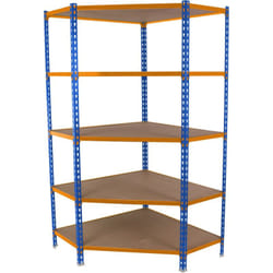 Scaffale in metallo Simon Rack senza viti colore blu/arancio/legno 5 ripiani 1800x900x500 mm Made in Spain