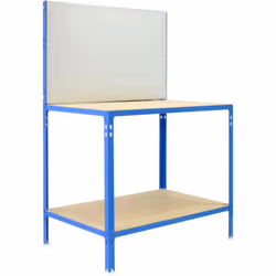 Banco da lavoro con profili click e pannello metallico per utensili Ecowork BT2 BOX CLICK blu/galva/legno. Le sue dimensioni  ...