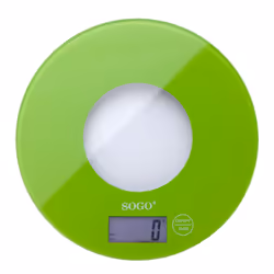 Sogo BAC-SS-3965-G, Bilancia da cucina elettronica, 5 kg, 1 g, Verde, Vetro, Superficie piana