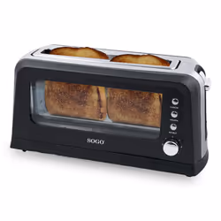 Sogo TOS-SS-5445, 2 fetta/e, Nero, Acciaio inox, Trasparente, Pulsanti, Manopola, 900 W, 220 - 240 V, 50 - 60 Hz