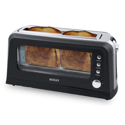 Sogo TOS-SS-5445 tostapane 7 2 fetta/e 900 W Nero, Acciaio inox, Trasparente
