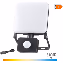 faretto led 50w 4100lm 6000k a luce fredda con sensore edm senza cornice. ip65 include connettore. in alluminio e plastica, 2 ...