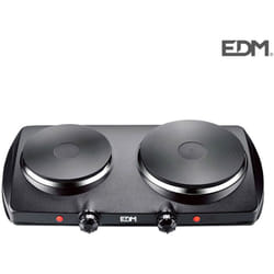 EDM - Fornello elettrico nero 1400w 2 fuochi ce/a13 46,5x26x8,5cm