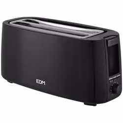Tostapane doppio a fessura lunga nero design edm - potenza: 1200-1400w. colore nero. superficie de cool touch. funzione deris ...