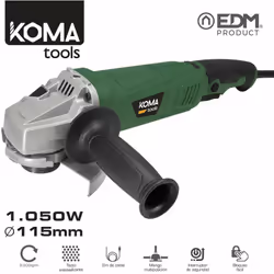 Smerigliatrice elettrica. potenza: 1050w. per disco ø115mm. velocità da 0 a 11000rpm. interruttore di sicurezza. cavo da 2m. ...