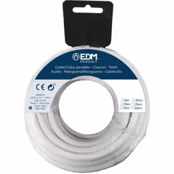 Cavo coassiale coassiale rivestito 15mts edm. . . . Indice di protezione IP : IP20 Colore : Bianco Certificazione : QUESTO Ga ...