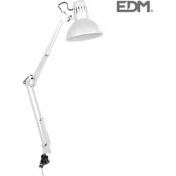 EDM - Lampada da tavolo per architetti white modello melbourne con staffa di fissaggio e27 60w