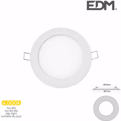 Downlight LED 6W con un flusso luminoso di 320lm. Dimensioni: trapano ∞11,7cm 10,8cm finitura bianca. Ombra leggera: Bianco n ...