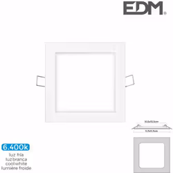 Downlight LED 6W con un flusso luminoso di 320lm. Dimensioni: lato quadrato 11,7 cm perforazione 10,5x10,5cm finitura bianca. ...