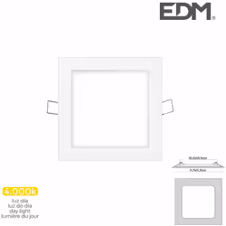 Downlight LED 6W con un flusso luminoso di 320lm. Dimensioni: lato quadrato 11,7 cm perforazione 10,5x10,5cm finitura bianca. ...