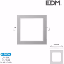 Downlight LED 6W con un flusso luminoso di 320lm. Dimensioni: lato quadrato 11,7 cm perforazione 10,5x10,5cm finitura cromata ...