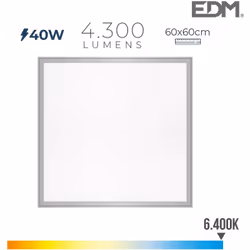 pannello led 40w 4.300lm ra80 60x60cm 6.400k edm. (da incasso). include trasformatore, ip20, dimensioni: 59,5x59,5x3,5cm(larg ...