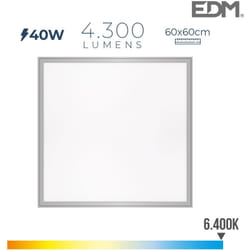 Pannello led 40w 4.300lm ra80 60x60cm 6.400k EDM Luce fredda