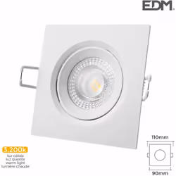 Downlight LED 5W con un flusso luminoso di 380lm. Dimensioni: lato quadrato 110mm foratura 7,4cm finitura bianca. Ombra legge ...