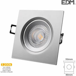EDM - Faretto led quadrato 5W 110mm Cromo - Bianco Caldo 3200K