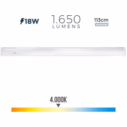Controller LED 18W con flusso luminoso 1650lm. Dimensioni: larghezza rettangolare 113,8cm lunghezza 3,6cm altezza 3cm finitur ...