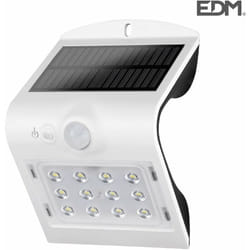 EDM - Lampada da parete solare 1,5w 220lm ricaricabile. sensore di presenza (2-6m) colore bianco 9,5x7,3x13cm