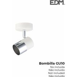 EDM - Riflettore 'luna' 1 elemento bianco osso + argento gu-10