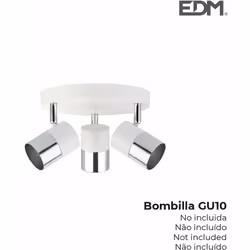 Faretto "moon" 3 elementi white bone + silver gu-10 edm 220-240v 50hz lampadine non incluse 20,5x13cm
