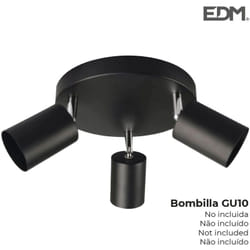 Lampada da soffitto nera a 3 elementi gu10 edm