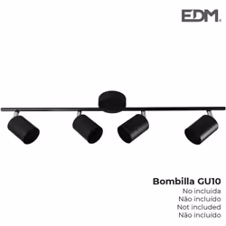 4 elementi colore nero gu-10 edm. potenza massima: 50w (lampadine non incluse) 50hz dimensioni: 70x9x15,2cm (larghezza/profon ...