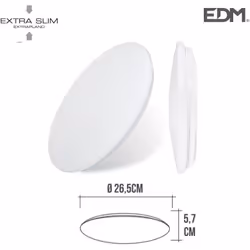 Lampada da soffitto Extra-flat 12W con potenza di illuminazione 60W. Ombra leggera: Bianco del giorno 6500K. Flusso luminoso: ...