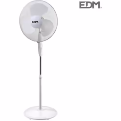 Ventilatore piede bianco con base circolare 45w ø helices 40cm altezza regolabile 110-130 cm 3 velocità tete reglable e fluss ...