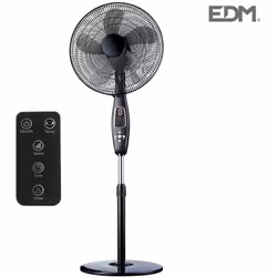 ventilatore da pavimento con telecomando nero potenza: 60w pale: ø40cm altezza regolabile 110-130cm 3 velocità. testa regolab ...