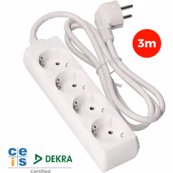 Multi-prise 4 basi schuko 3m 3x1.5mm ed . . . Indice di protezione IP : IP20 Colore : Bianco Certificazione : QUESTO Larghezz ...