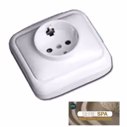 Schuko t/tl superficie presa "serie spa" (sac blister) . . . Indice di protezione IP : IP20 Colore : Bianco Certificazione : ...
