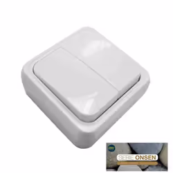 Doppio interruttore di superficie "onsen" (sac blister) . . . Indice di protezione IP : IP20 Colore : Bianco Certificazione : ...