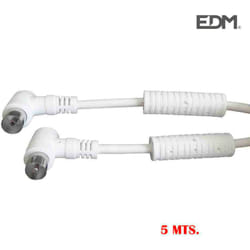 EDM - Cavo prolunga TV-video angolato con filtro 9,5mm 5m bianco