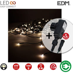 EDM - Tenda con programmatore easy-connect 2x1m 10 strisce 100 led white warm