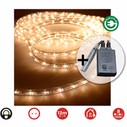Kit flexiled 12m multifunzione caldo bianco edm 230v 12m ø13mm 36 led by mt cavo 1,5m con programmatore 8 funzioni ip44 . . . ...
