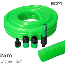 Kit tubo da giardino antitorsione interno ø 19mm esterno ø 25mm (3/4") - rotolo da 25m con accessori edm