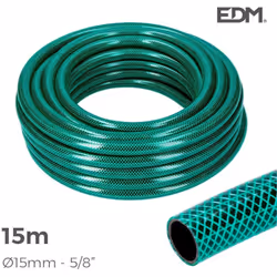 Tubo da giardino linea basic colore verde ø interno 15mm ø esterno 19mm (5/8") - rotolo 15m tubo flessibile 3 strati. trattam ...