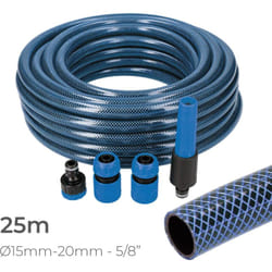 EDM - Kit tubo de giardino blu interno ø15mm. esterno ø20mm (5/8') rotolo 25m con raccordi