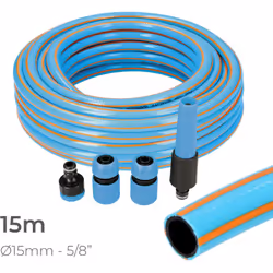 Kit tubo de tubo professionale da giardino per interni ø15mm per esterni ø20mm (5/8") 15m con raccordi pvc edm. 3 strati ad a ...