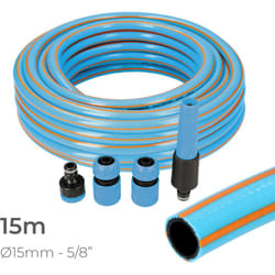 EDM - Kit tubo da giardino professionale per interni ø15mm per esterni ø20mm (5/8') 15m con accessori pvc