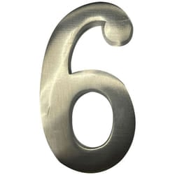 Numero civico 6 in nichel opaco fissaggio invisibile 10 cm