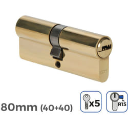 EDM - Cilindro porta 80mm (40+40mm) larghezza camma r15 5 chiavi di sicurezza incluse