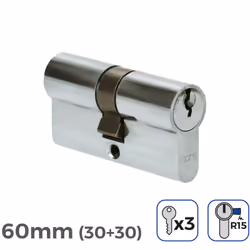 Cilindro porta nichel 60mm (30+30mm) è venuto larghezza r15 3 chiavi incluso edm. . . . Materiale : Niquel Indice di protezio ...