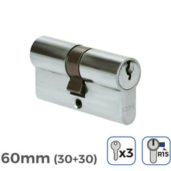 EDM - Cilindro porta nichel 60mm (30+30mm) larghezza r15 3 chiavi incluso