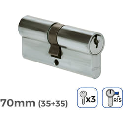 EDM - Cilindro porta nichel 70mm (35+35mm) larghezza camma r15 con 3 chiavi incluse